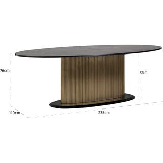 mutoni Table à manger Ironville marbre noir or ovale 235x110  