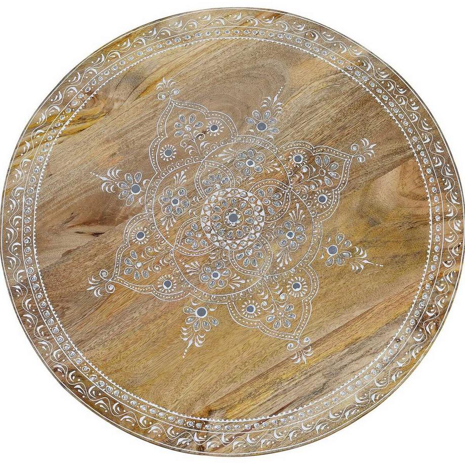 mutoni Table basse ronde mangue (lot de 2)  