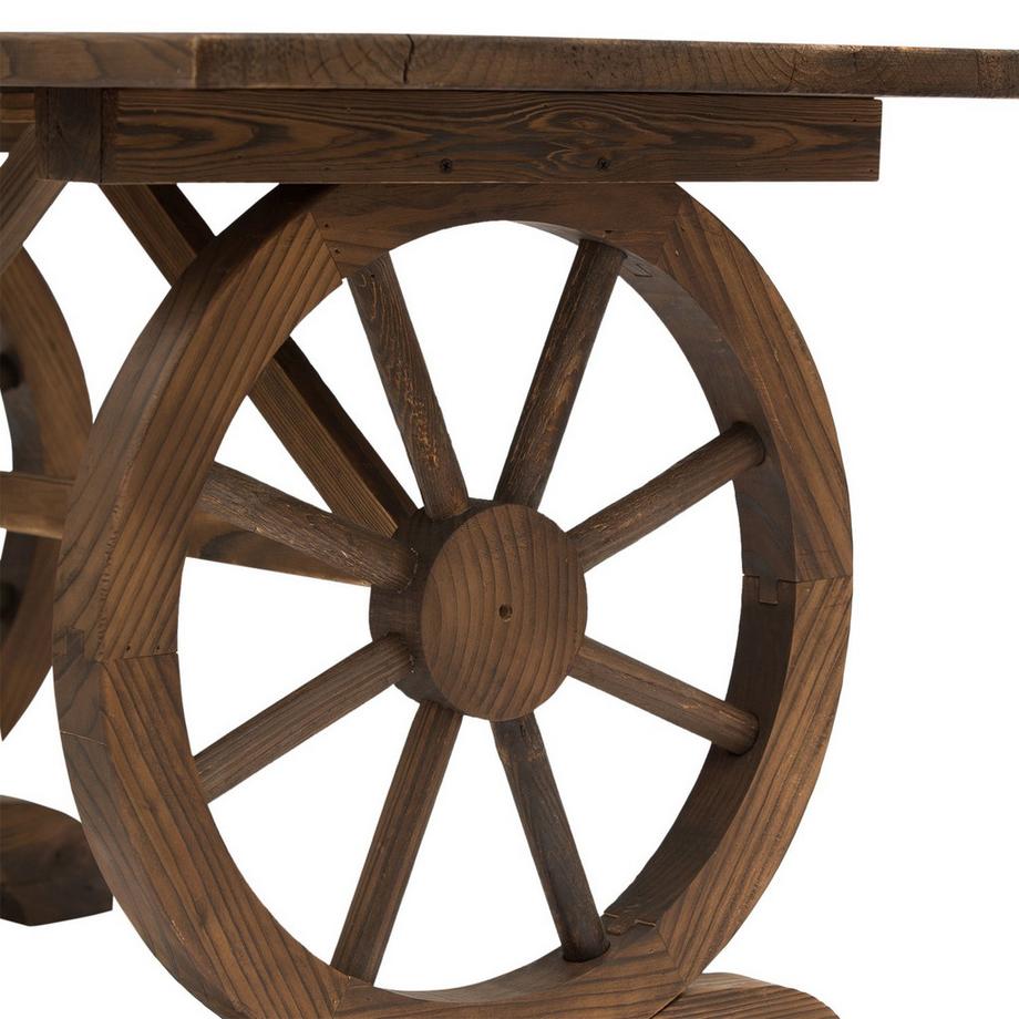 Northio Table De Jardin Table De Balcon En Bois Massif Table En Bois En Forme De Roue Résistant Aux Intempéries Naturel 113 X L60 X H65 Cm  