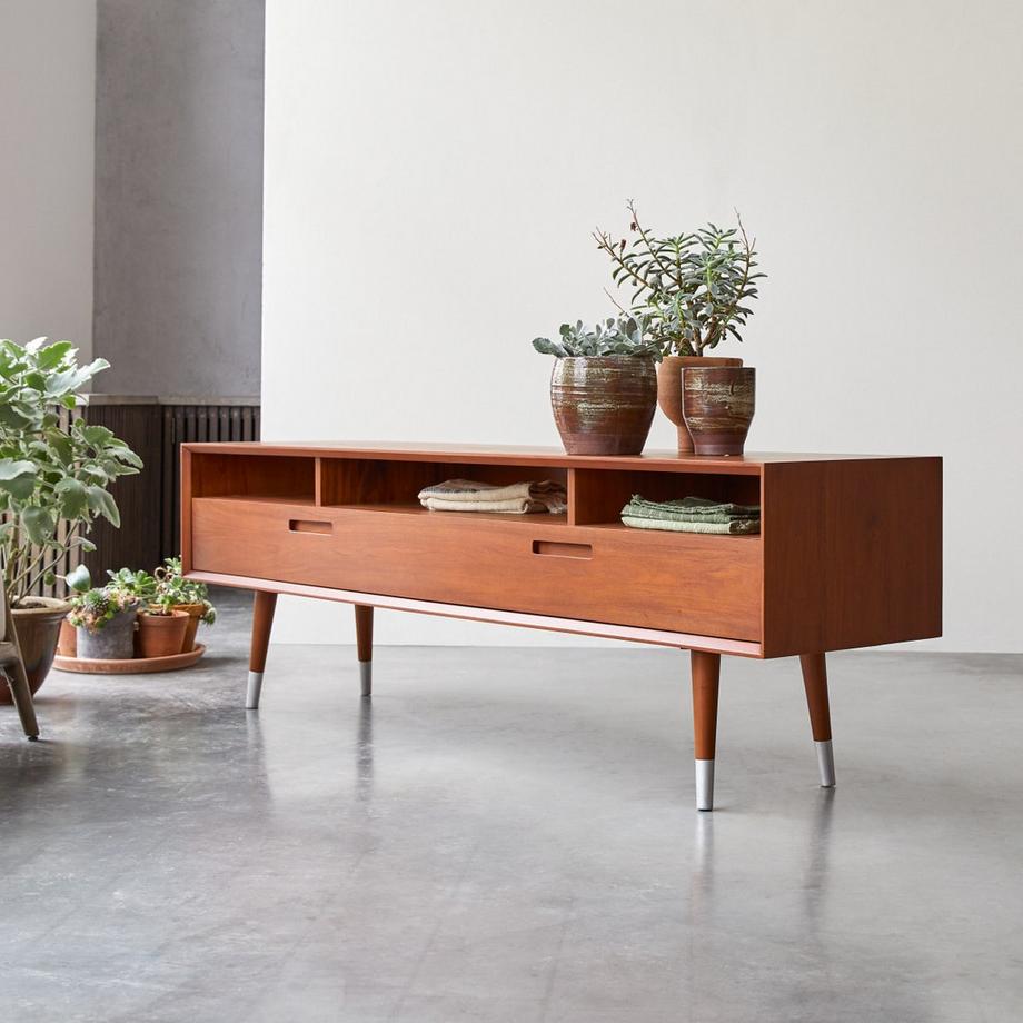 Tikamoon Mobile TV in mogano massello 180 cm Magda 50's  