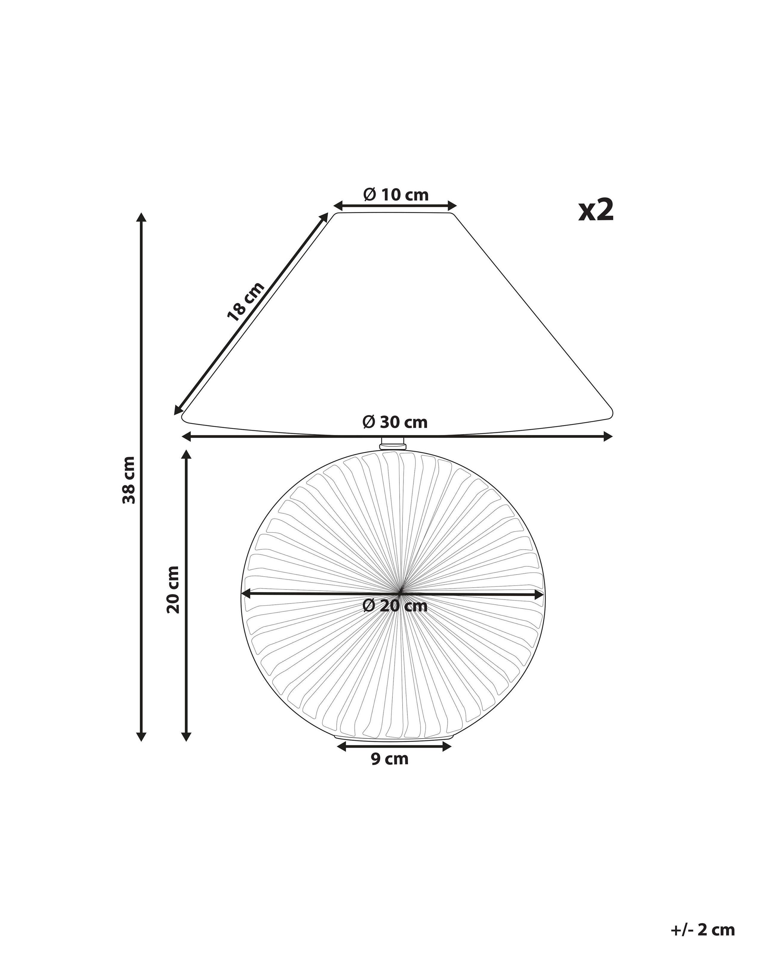 Beliani Lot de 2 lampes de bureau en Céramique Méditerranéen YUNA  