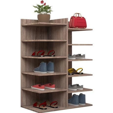 VCM XXL Holz Großer Schuhschrank Schuhkommode Schuhregal Groß Enosa 12 Fächer  