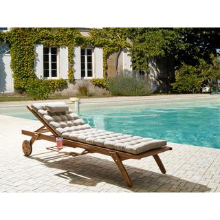 Beliani Sonnenliege mit Kissen aus Akazienholz Modern CESANA PREMIUM  