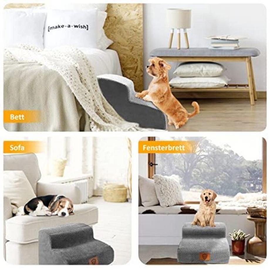 Alopini  wasserdichte Hundetreppe 2 Stufen,Waschbar Leiter Hundetreppe für Kleine Hunde und Katzen, 