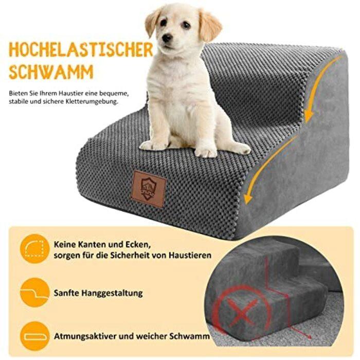 Alopini  Escalier imperméable pour chien à 2 marches, échelle lavable pour petits chiens et chats, escalier amovible pour animaux de compagnie, escalier portable pour canapé-lit 