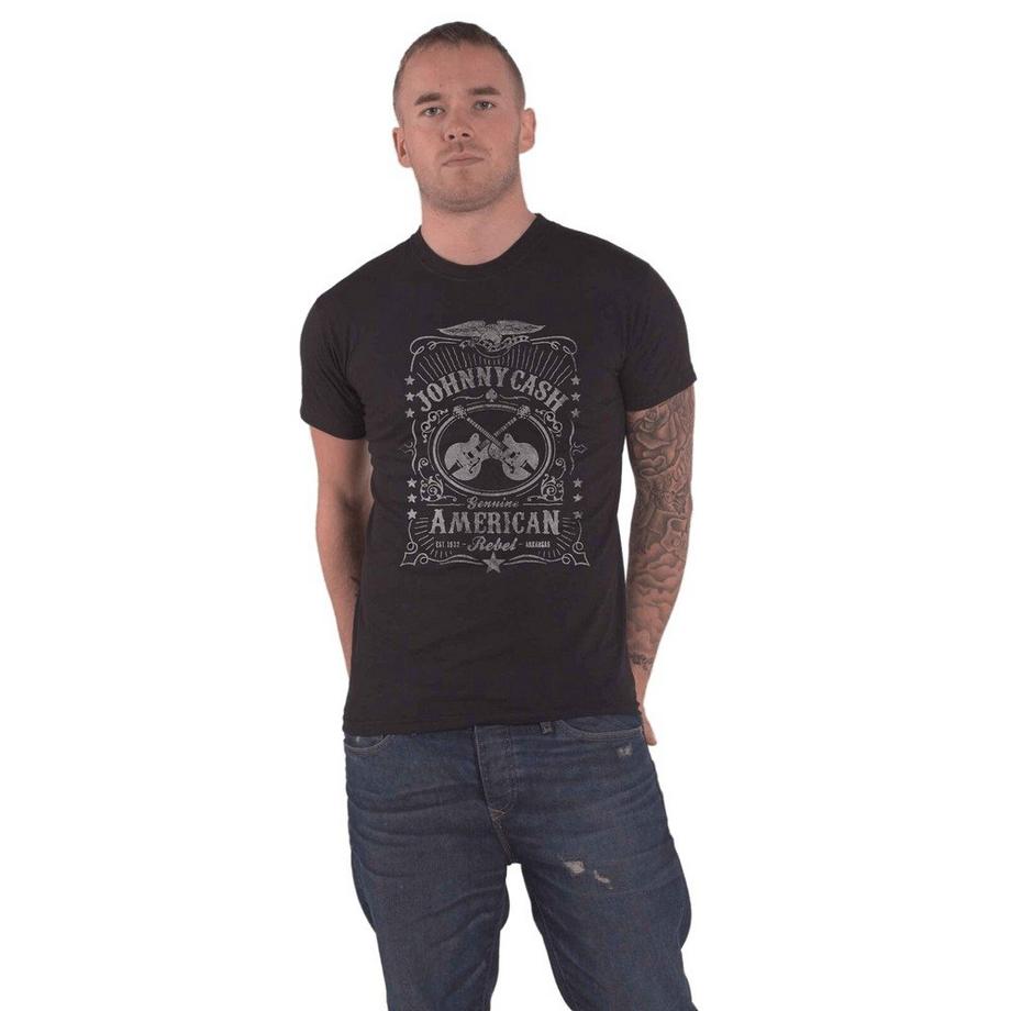 Johnny Cash American Rebel T-Shirt Stampa Chitarra  
