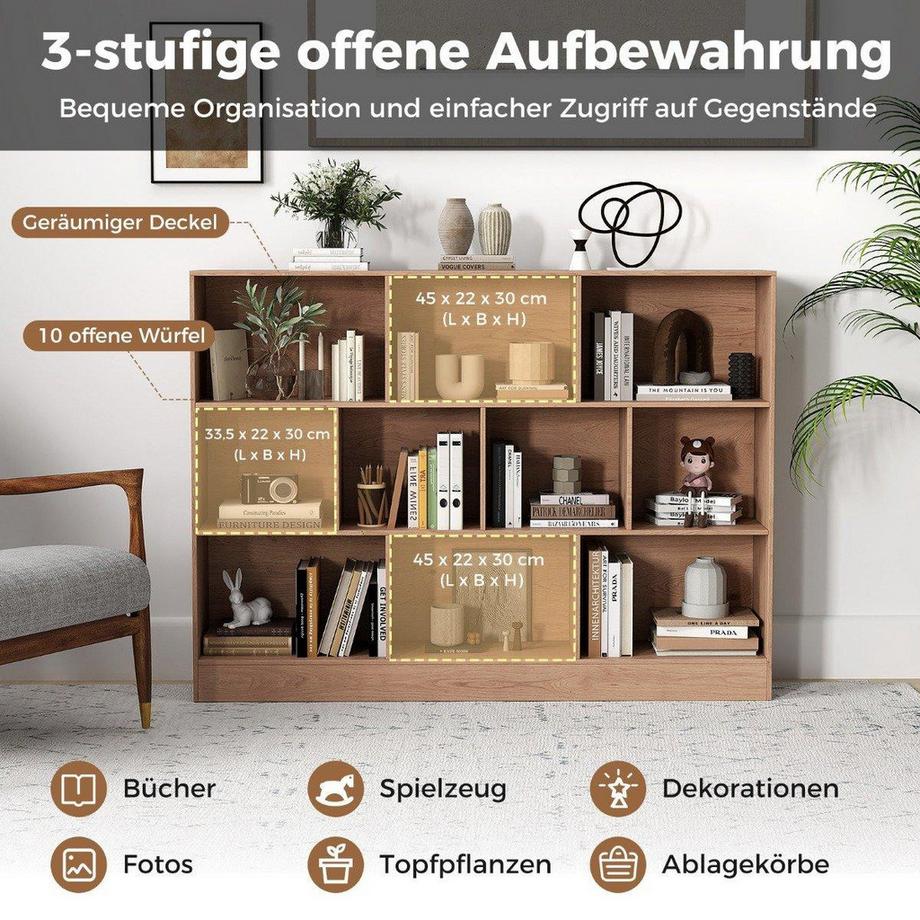 Bücherregal mit 10 Fächern