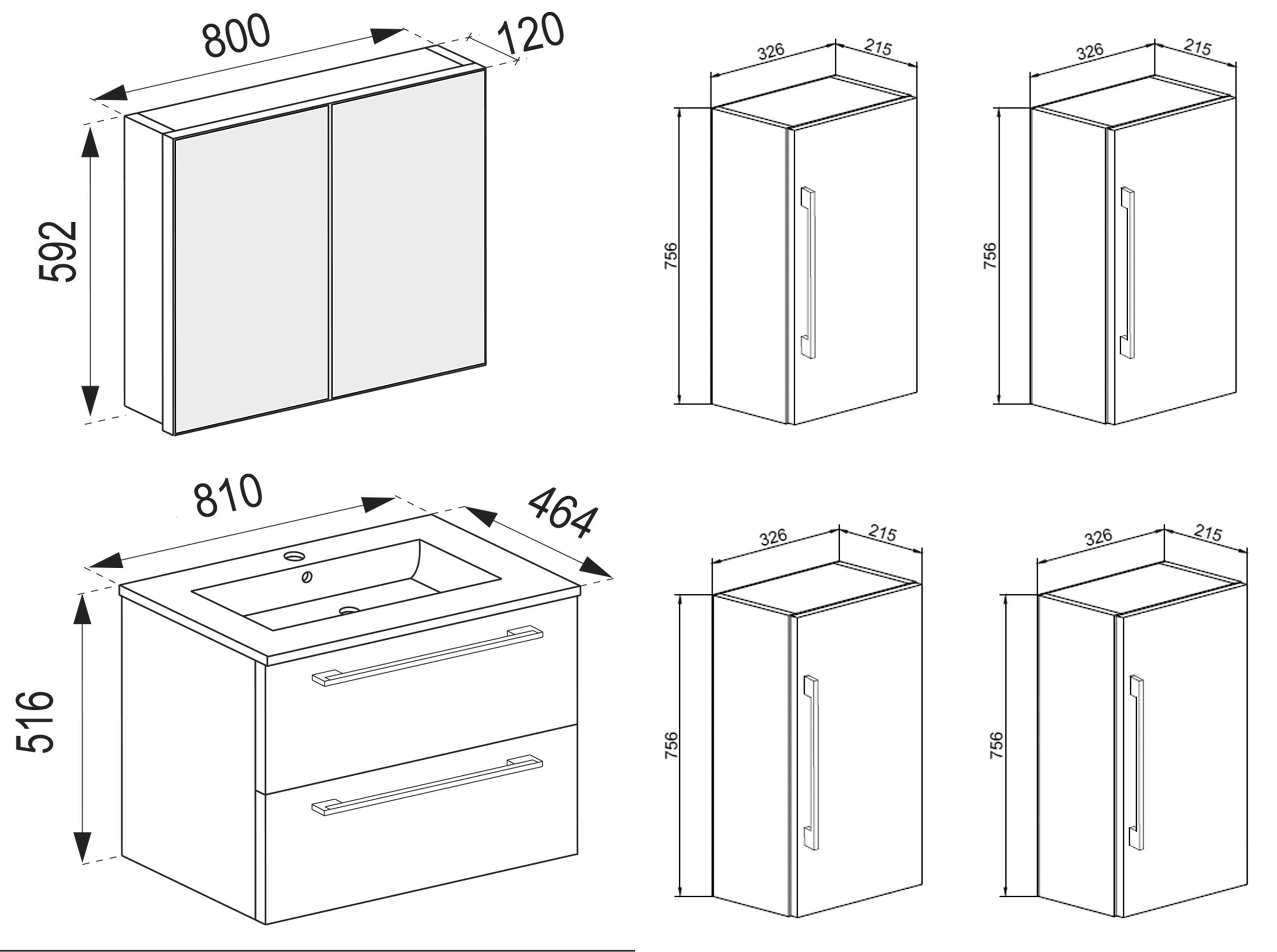 VCM 5-pièces meuble de salle de bain céramique Badinos  