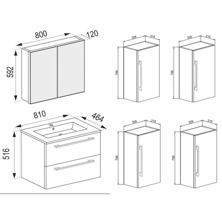 VCM 5-tlg. Badmöbel Set Badinos  