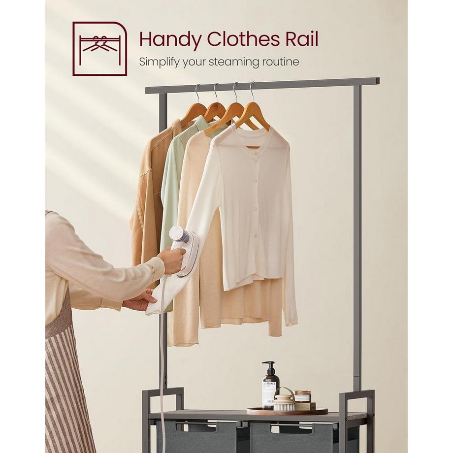 Pricenet  2-teiliger Wäschekorb mit Ablage und Schiene 