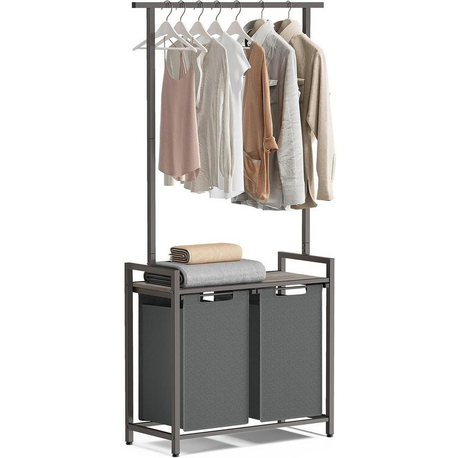 Pricenet  2-teiliger Wäschekorb mit Ablage und Schiene 