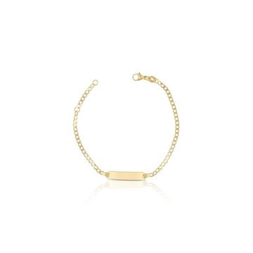 Bébé Bracelet Panzer Gelbgold 375, 16cm Gravurplatte 2.4cm