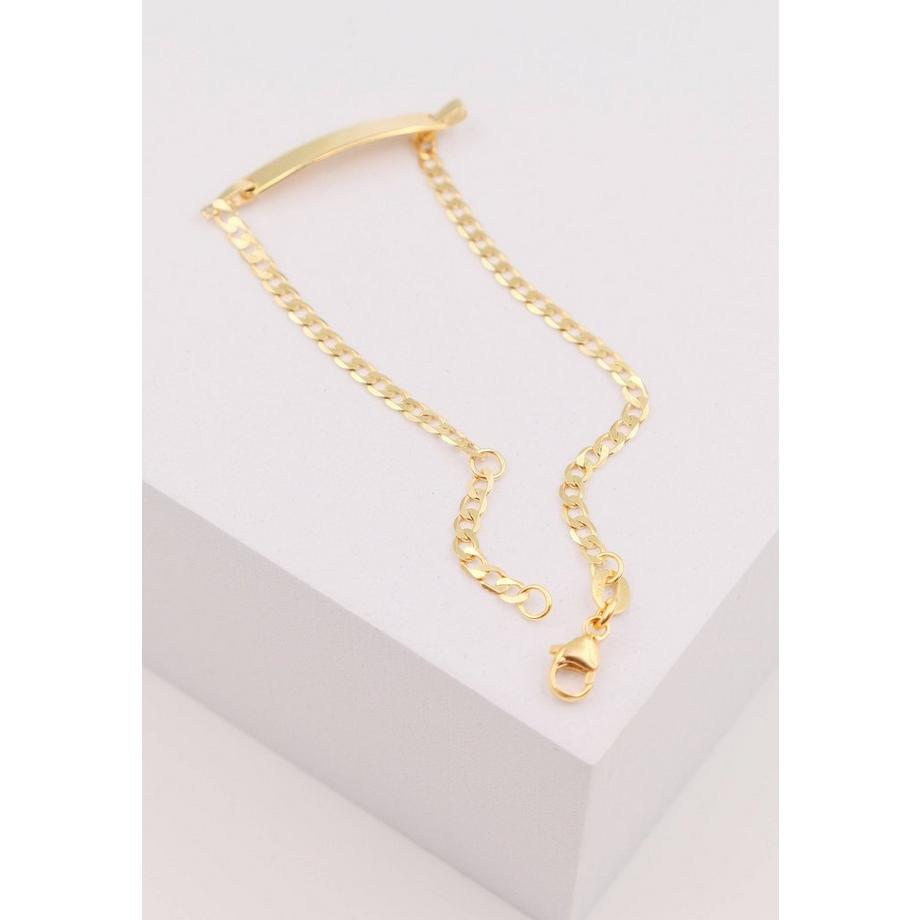 MUAU Schmuck  Bébé Bracelet Panzer Gelbgold 375, 16cm Gravurplatte 2.4cm 