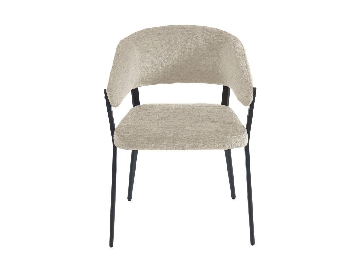 Vente-unique Lot de 6 chaises avec accoudoirs en tissu et métal noir - Beige - AVRELA  