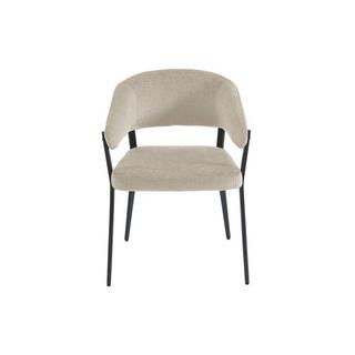 Vente-unique Lot de 6 chaises avec accoudoirs en tissu et métal noir - Beige - AVRELA  