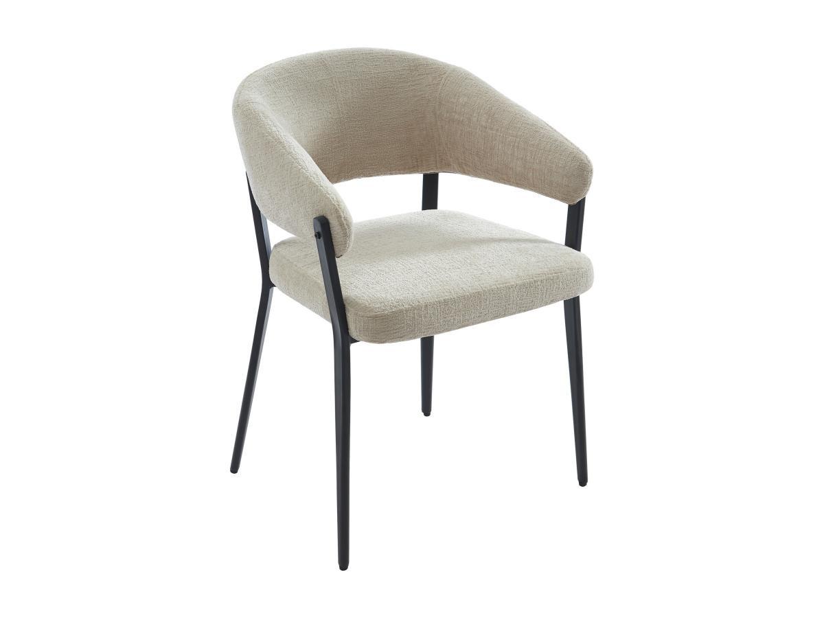 Vente-unique Lot de 6 chaises avec accoudoirs en tissu et métal noir - Beige - AVRELA  