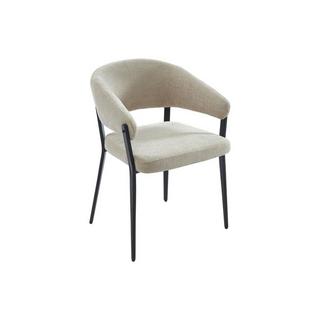 Vente-unique Lot de 6 chaises avec accoudoirs en tissu et métal noir - Beige - AVRELA  