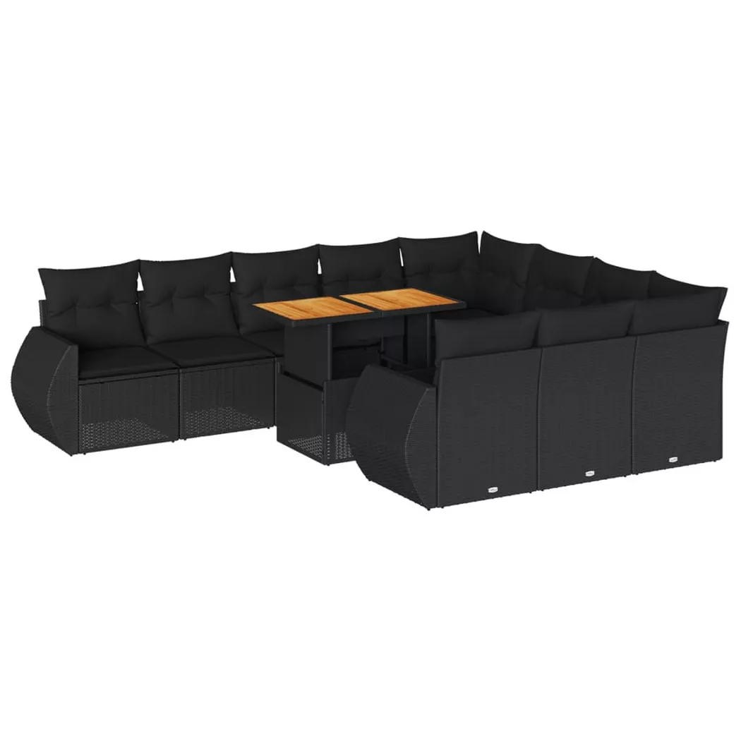 VidaXL - Garten sofagarnitur poly-rattan, One Size, Schwarz