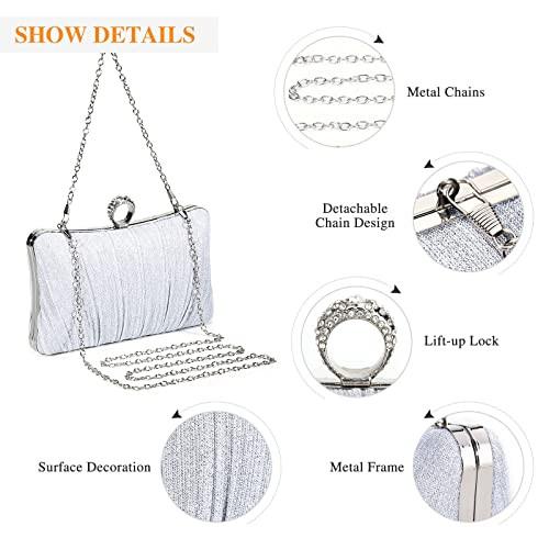 Only-bags.store Pailletten Strass Clutch Abendtasche mit Kette  