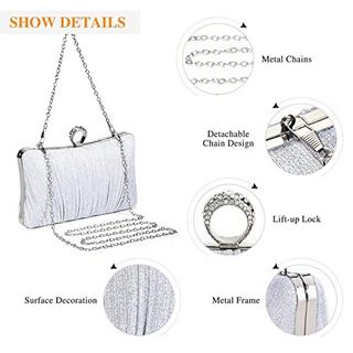 Only-bags.store Pailletten Strass Clutch Abendtasche mit Kette  