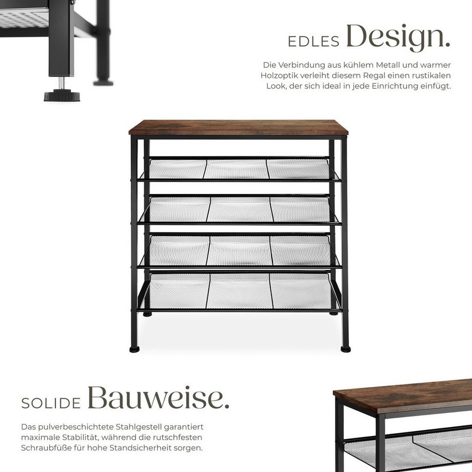 Tectake Schuhregal Bournemouth Industrial Style Holz und Stahl  