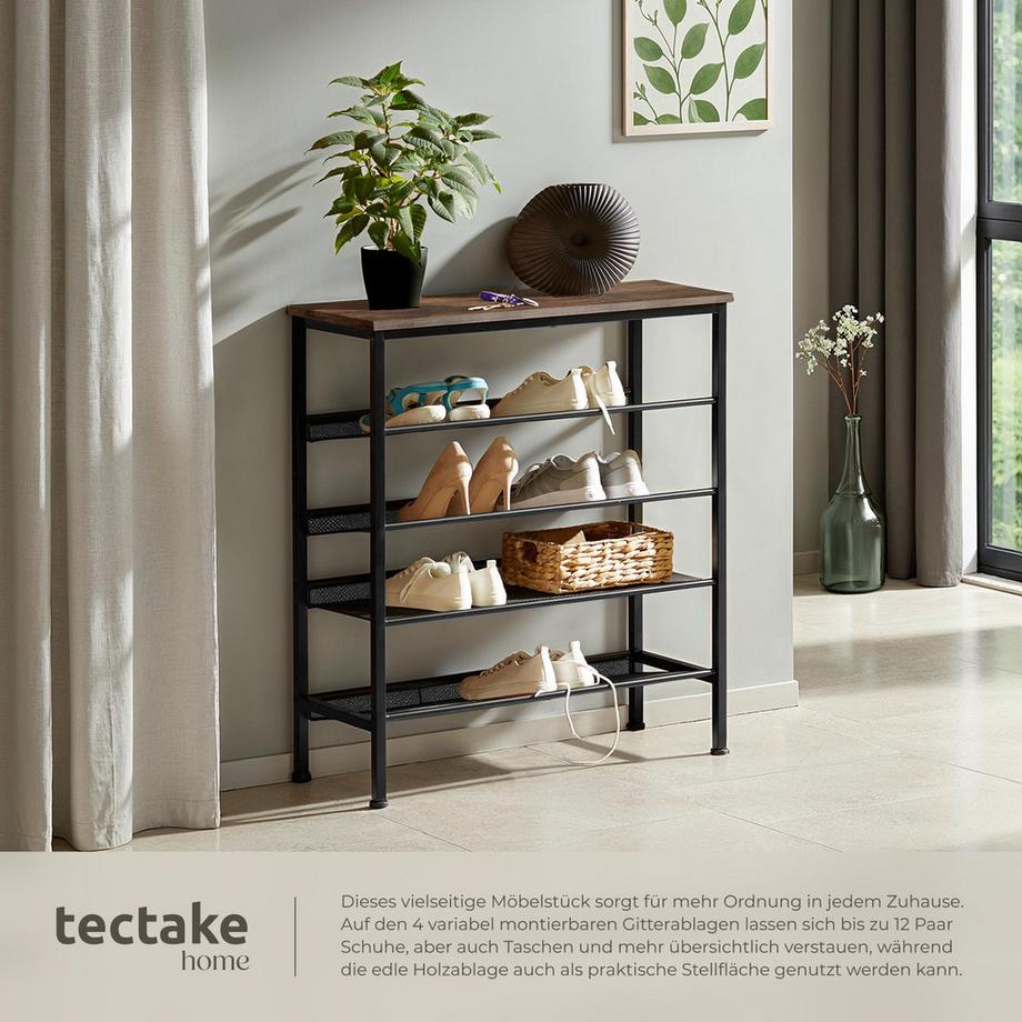 Tectake Schuhregal Bournemouth Industrial Style Holz und Stahl  