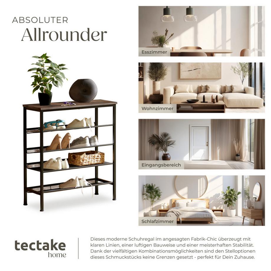 Tectake Étagère à chaussures BOURNEMOUTH style industriel  