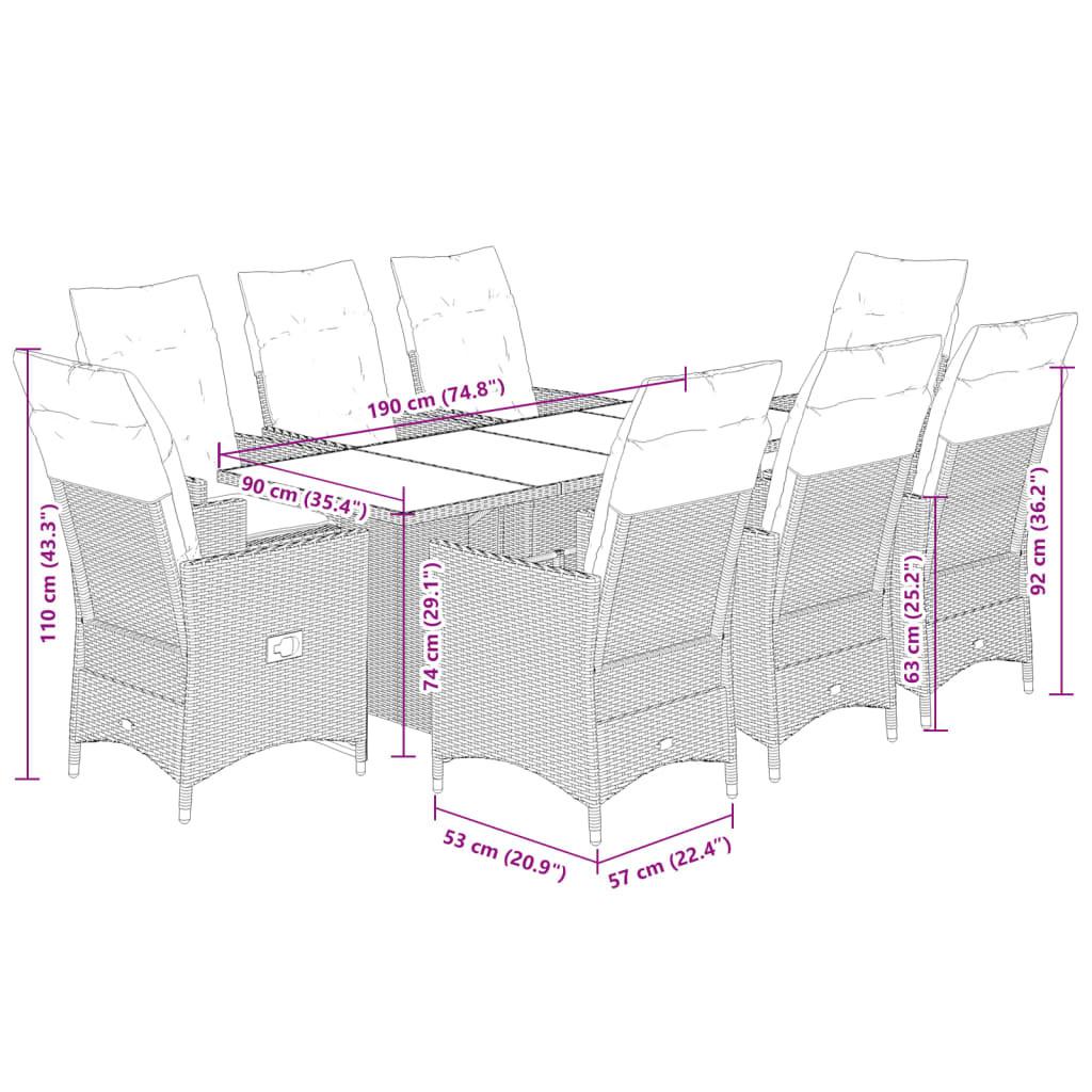 VidaXL Ensemble de salle à manger de jardin rotin synthétique  