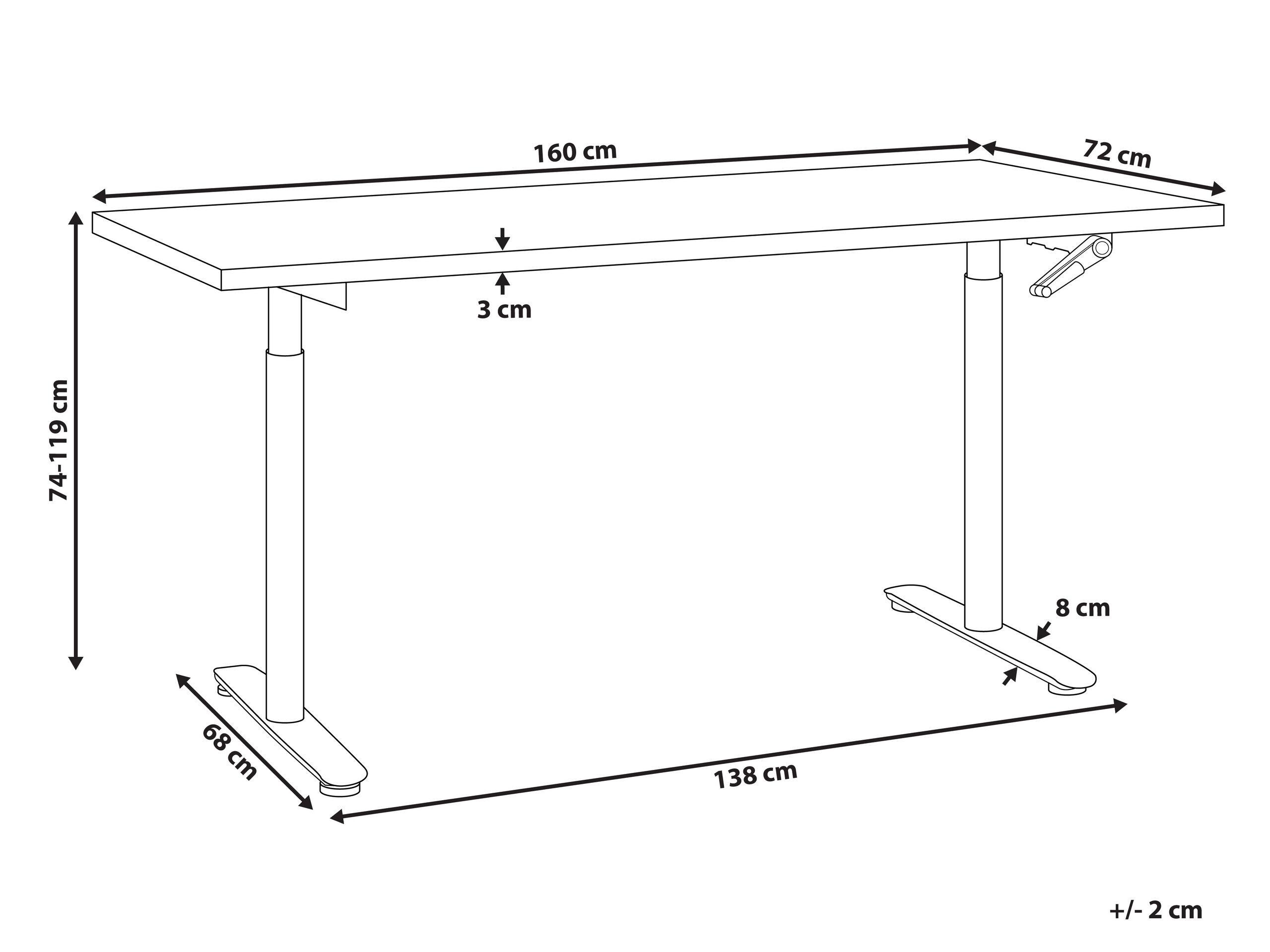 Beliani Schreibtisch manuell höhenverstellbar aus Faserplatte Modern DESTINAS  