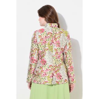 Ulla Popken  Jacquard-Jacke, Blüten, Stehkragen, Komplettfutter 