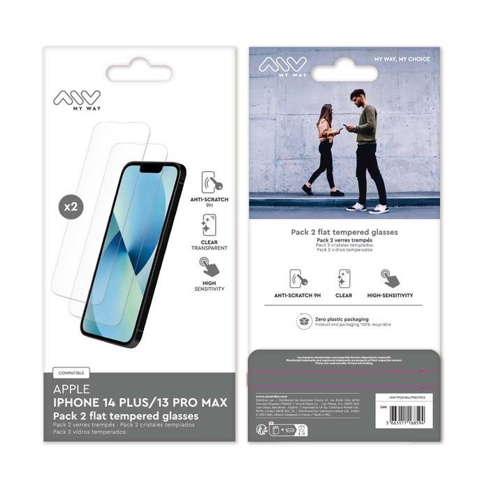 MYWAY  Pack 2 Verre Trempé pour iPhone 14 Plus/13 Pro Max 