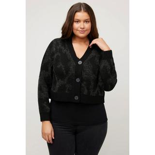 Ulla Popken  Strickjacke, Jacquard-Animalmuster, V-Ausschnitt 