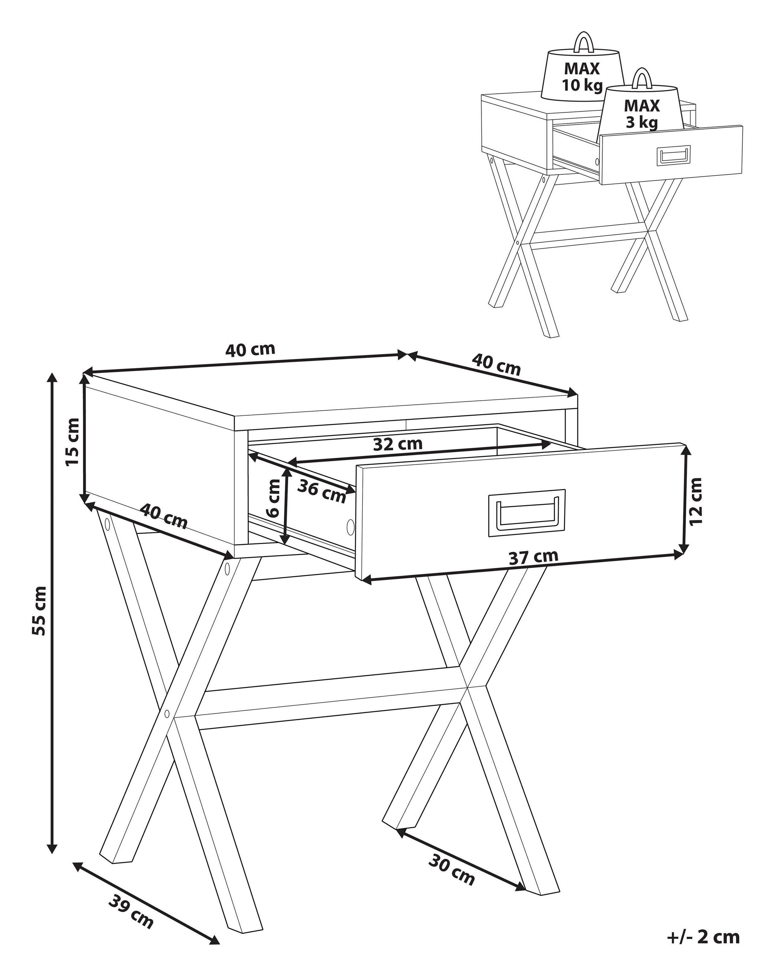 Beliani Nachttisch mit 1 Schublade aus MDF-Platte Retro MONROE  