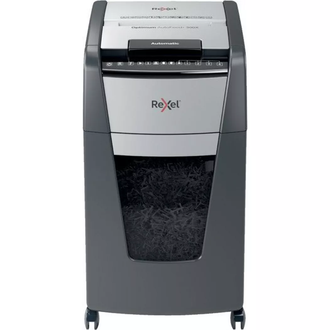 Rexel – Aktenvernichter Optimum AF+ 2020300XCH 300X, P-4, 60lt, Schwarz