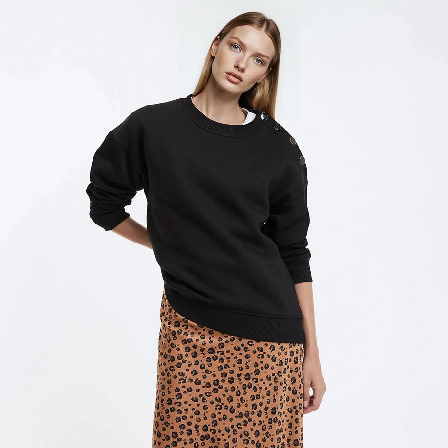 La Redoute Collections Felpa Girocollo con Bottoni sulla Spalla  