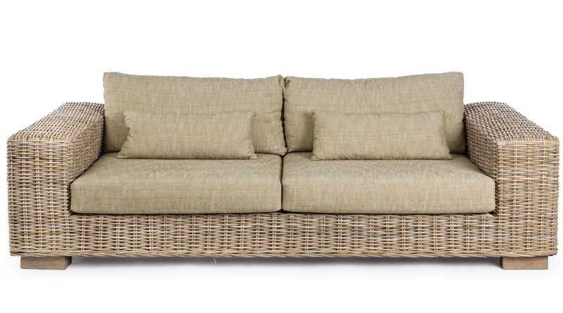 mutoni Gartensofa Rattan mit Kissen Leandro (3-4 Sitzer)  