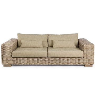 Gartensofa Rattan mit Kissen Leandro (3-4 Sitzer)