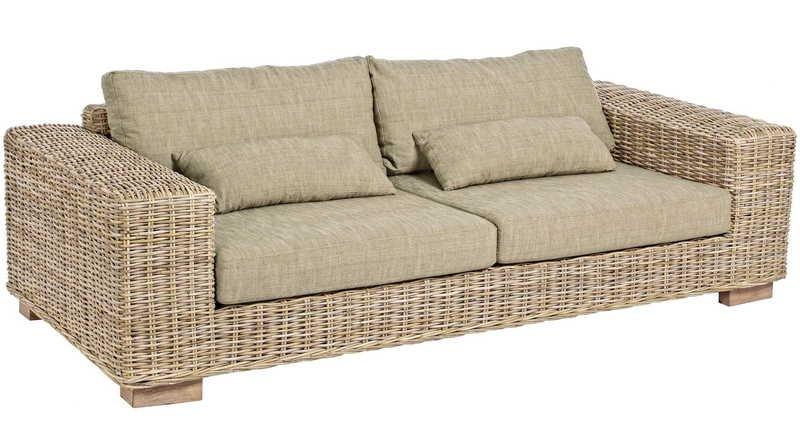 mutoni Gartensofa Rattan mit Kissen Leandro (3-4 Sitzer)  