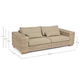 mutoni Gartensofa Rattan mit Kissen Leandro (3-4 Sitzer)  