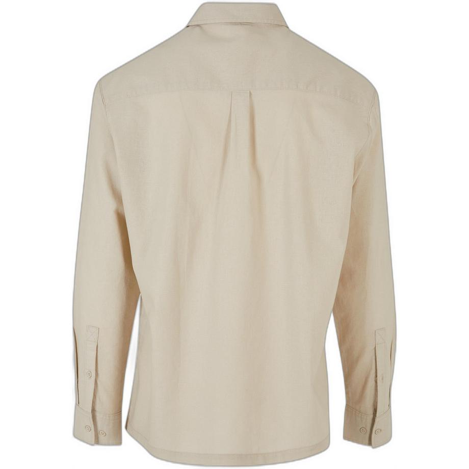 URBAN CLASSICS Baumwoll Leinen Halb Reissverschluss Hemd  