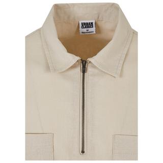 URBAN CLASSICS Baumwoll Leinen Halb Reissverschluss Hemd  