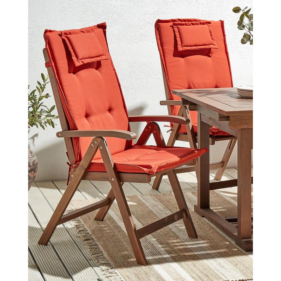 Beliani Set mit 2 Stühlen und Sitzkissen aus Akazienholz Rustikal AMANTEA  