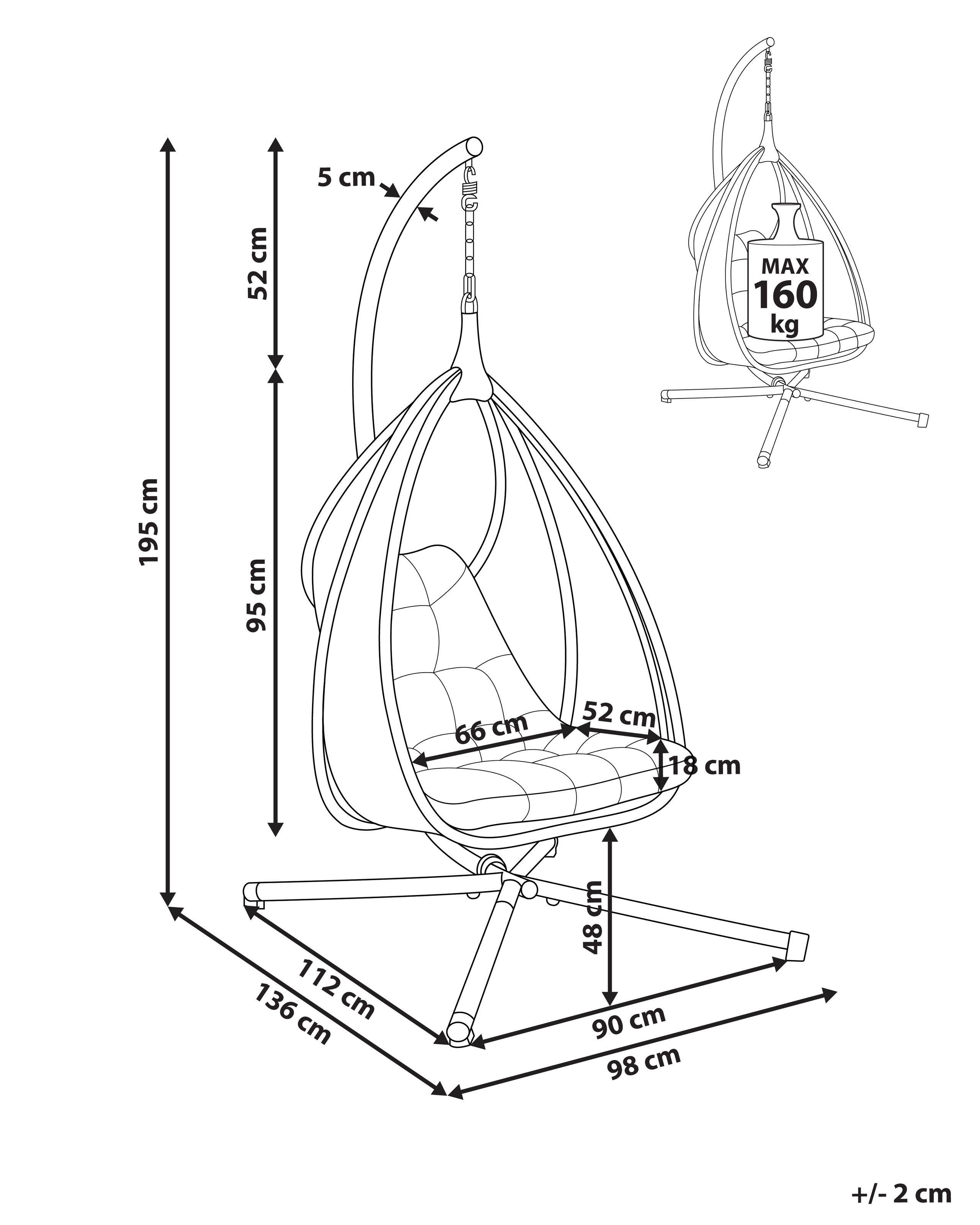 Beliani Fauteuil suspendu avec support en Tissu maillé Moderne AVEGNO  