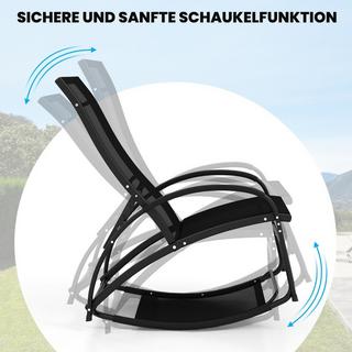 B2X Lettino prendisole trasformabile 2 in 1, sedia a dondolo con schienale e braccioli curvi grigio  