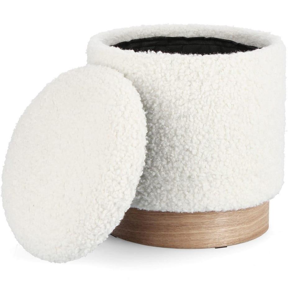 mutoni Pouf avec récipient Zoya blanc (lot de 2)  