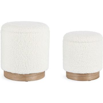 Pouf avec récipient Zoya blanc (lot de 2)