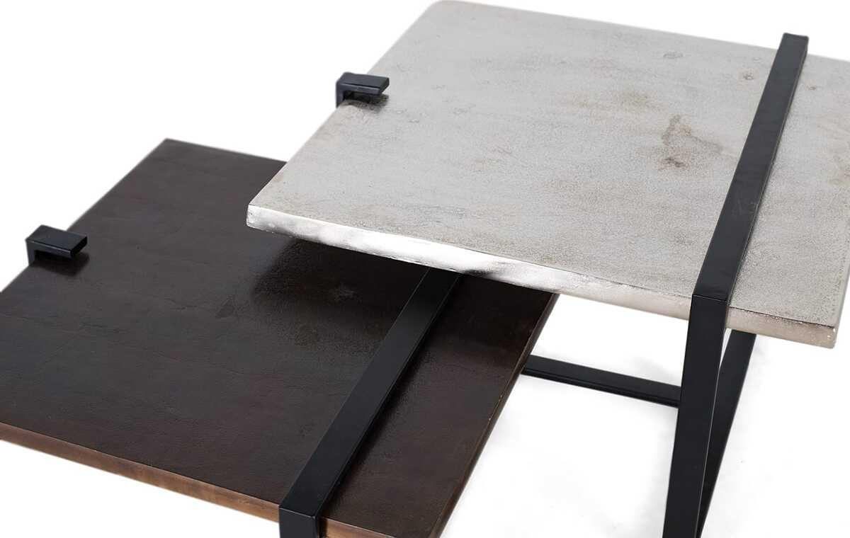 mutoni Table basse fer nickel|cuivre 69 (lot de 2)  