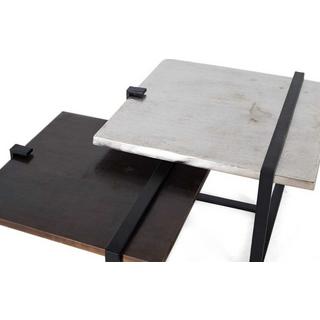 mutoni Table basse fer nickel|cuivre 69 (lot de 2)  