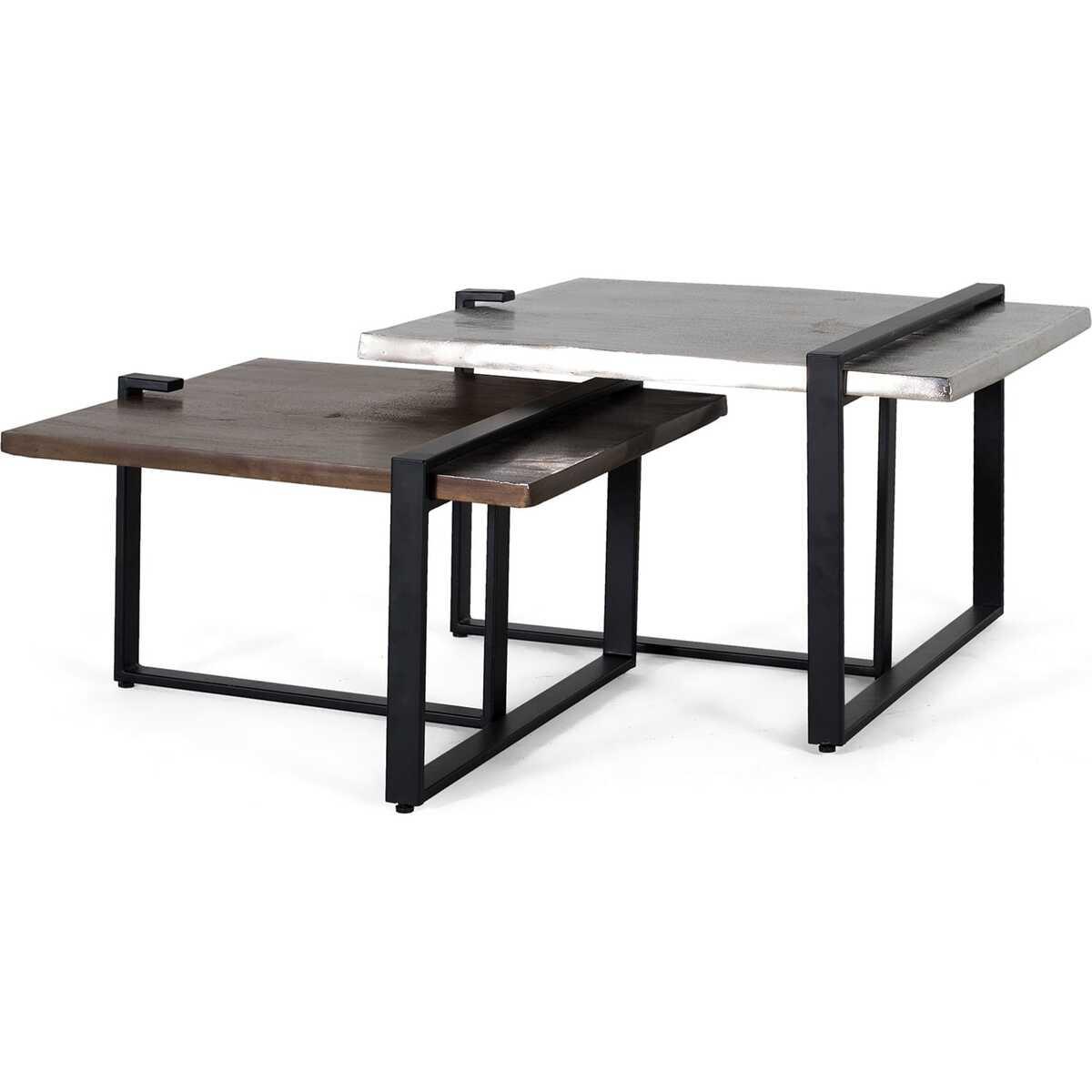 mutoni Table basse fer nickel|cuivre 69 (lot de 2)  