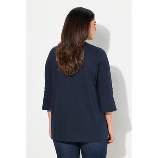 Ulla Popken  Shirt, Zierfalten, A-Linie, Rundhals, 3/4-Volantarm 